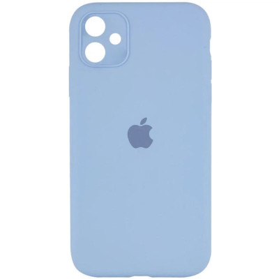 Накладка (з мікрофіброю) Silk Full Camera для iPhone 11 квадратні кути- бузково блакитний