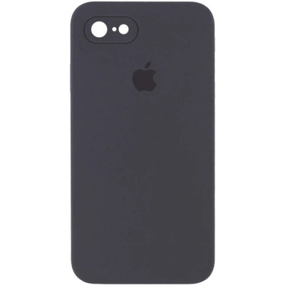 Накладка (з мікрофіброю) Silk Full Camera для iPhone 7 Plus / 8 Plus квадратні кути- темно-сірий