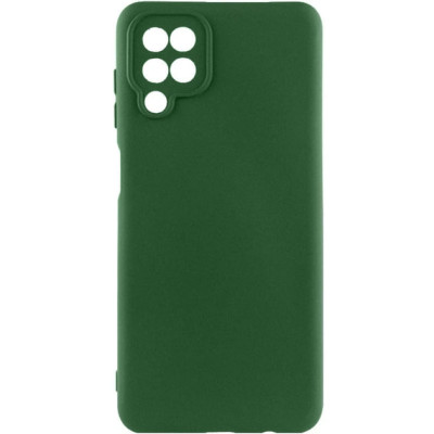 Накладка (з мікрофіброю) Silicone Cover Lakshmi Full Camera для Samsung A12 / A125 / M12- темно-зелений