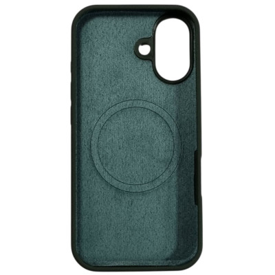 Накладка (з мікрофіброю) Silk with Magnetic для iPhone 17- темно-зелений
