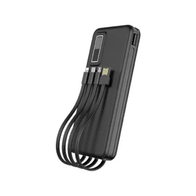 Power Bank Aspor A300PD 10000mAh (22.5W/QC 3.0/PD)+ cable USB/Micro/Lightning/Type-C- чорний