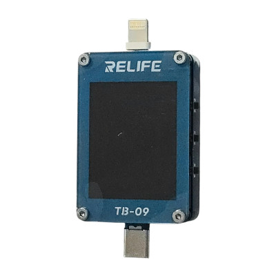 Тестер роз'ємів живлення Relife TB-09 Type-C/Lightning з РК-дисплеєм та вбудованим акумулятором Тестер роз'ємів живлення Relife TB-09 Type-C/Lightning з РК-дисплеєм та вбудованим акумулятором