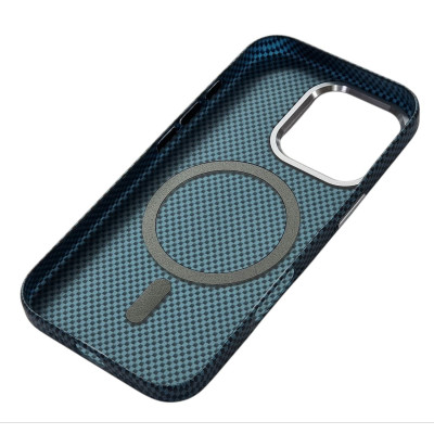 Накладка Carbon Magentic Magnetic nanofiber для iPhone 15- синій
