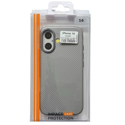 Накладка Carbon Magentic Magnetic nanofiber для iPhone 16- сірий