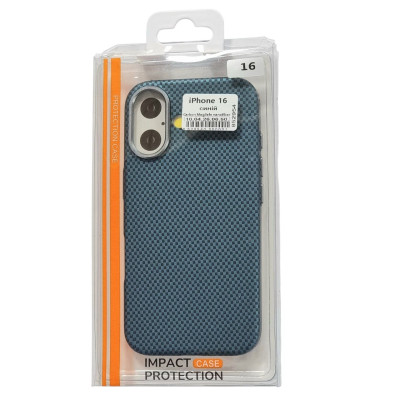 Накладка Carbon Magentic Magnetic nanofiber для iPhone 16- синій