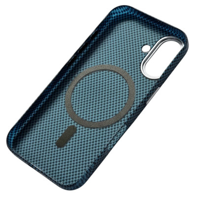 Накладка Carbon Magentic Magnetic nanofiber для iPhone 16- синій