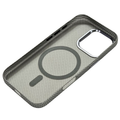 Накладка Carbon Magentic Magnetic nanofiber для iPhone 16 Pro- сірий