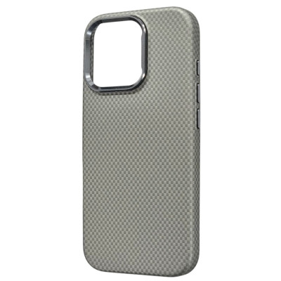 Накладка Carbon Magentic Magnetic nanofiber для iPhone 16 Pro- сірий