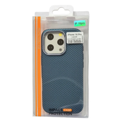 Накладка Carbon Magentic Magnetic nanofiber для iPhone 16 Pro- синій