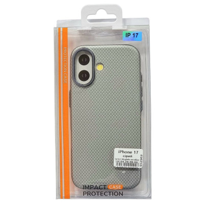 Накладка Carbon Magentic Magnetic nanofiber для iPhone 17- сірий
