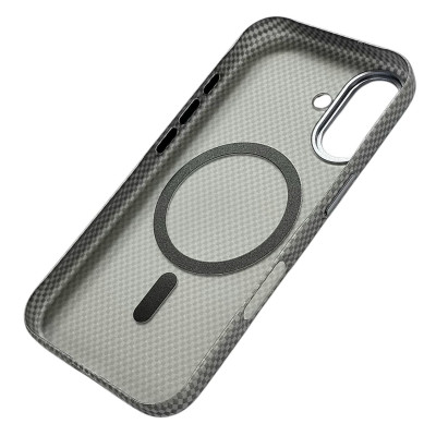Накладка Carbon Magentic Magnetic nanofiber для iPhone 17- сірий