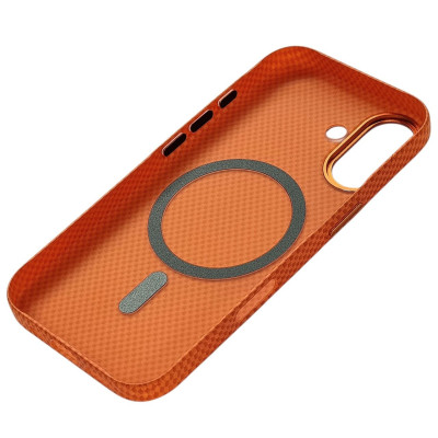 Накладка Carbon Magentic Magnetic nanofiber для iPhone 17- помаранчевий
