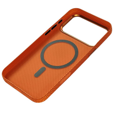 Накладка Carbon Magentic Magnetic nanofiber для iPhone 17 Pro- помаранчевий