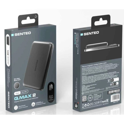 Power Bank Senteo Q.MAX 2 Ultra Slim 10000mAh wireless (USB-C/15w)- темно-сірий Power Bank Senteo Q.MAX 2 Ultra Slim 10000mAh wireless (USB-C/15w)- темно-сірий