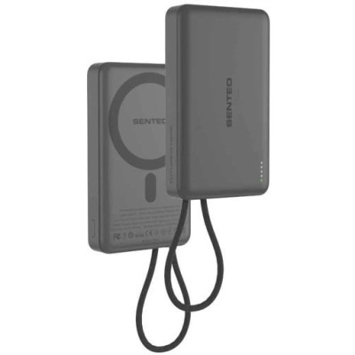 Power Bank Senteo Q.MAX 3 Slim 10000mAh wireless (USB-C/15w) + cable Type-С- темно-сірий Power Bank Senteo Q.MAX 3 Slim 10000mAh wireless (USB-C/15w) + cable Type-С- темно-сірий