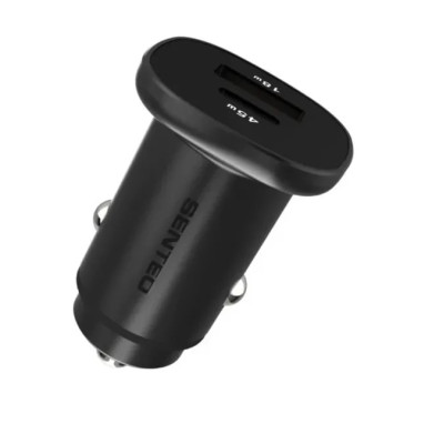 Автомобільний зарядний пристрій Senteo Q-03 PD/QC 63W (USB-A/18W+USB-C/45W) (CE сертифікат)- чорний Автомобільний зарядний пристрій Senteo Q-03 PD/QC 63W (USB-A/18W+USB-C/45W) (CE сертифікат)- чорний
