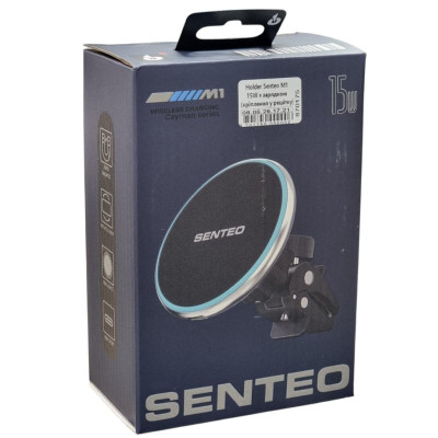 Holder (автотримач) Senteo M1 Cayman series 15W з бездротовою зарядкою (кріплення у решітку)- чорний