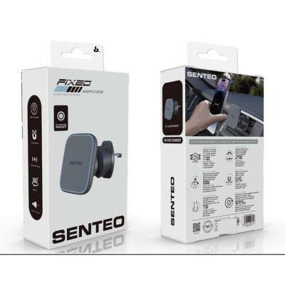 Holder (автотримач) Senteo SH-05 FIXED series з бездротовою зарядкою (кріплення у решітку)- чорний