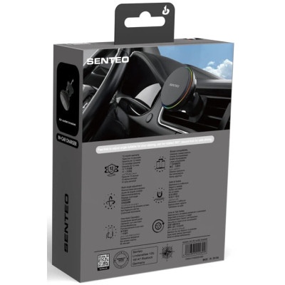 Holder (автотримач) Senteo M3 Qi2 Magnetic 15W з бездротовою зарядкою (кріплення у решітку)- темно-сірий
