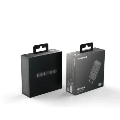 Мережевий зарядний пристрій Senteo S-01 (USB-A PD18W/QC3.0) version1 (CE сертифікат)- чорний