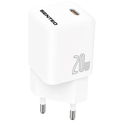 Мережевий зарядний пристрій Senteo S-02 (USB-C PD20W) version1 (CE сертифікат)- білий