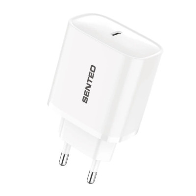 Мережевий зарядний пристрій Senteo T-01 (USB-C PD20W) version2 (CE сертифікат)- білий