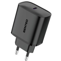 Мережевий зарядний пристрій Senteo T-03 (USB-C PD30W) version2 (CE сертифікат)- чорний Мережевий зарядний пристрій Senteo T-03 (USB-C PD30W) version2 (CE сертифікат)- чорний