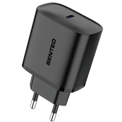 Мережевий зарядний пристрій Senteo T-03 (USB-C PD30W) version2 (CE сертифікат)- чорний