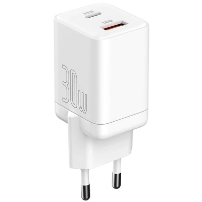 Мережевий зарядний пристрій Senteo Z-10 (USB-C+USB-A PD30W/GaN/QC3.0 18W) (CE сертифікат)- білий