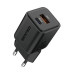 Мережевий зарядний пристрій Senteo Z-22 (USB-C+USB-A PD20W/GaN/QC3.0 18W) (CE сертифікат)- чорний