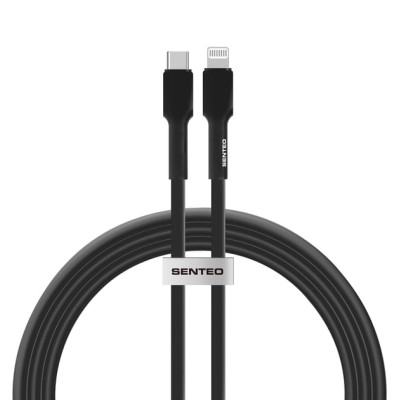 USB-C кабель Senteo SL-03 Silica Gel 20W Type-C to Lightning 1м- чорний