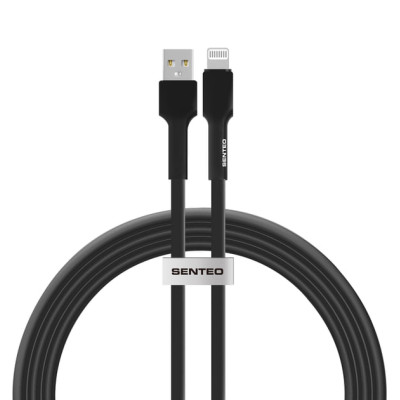 USB кабель Senteo SL-03 Silica Gel 3A Lightning 1м- чорний