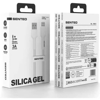USB кабель Senteo SL-03 Silica Gel 3A Lightning 1м- білий
