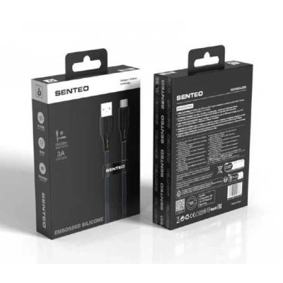 USB кабель Senteo SL-04 Embossed Silicone 3A Type-C 1м- чорний