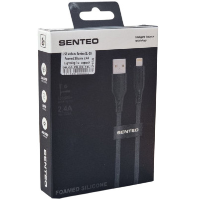 USB кабель Senteo SL-05 Foamed Silicone 2.4A Lightning 1м- чорний