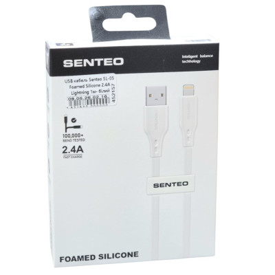 USB кабель Senteo SL-05 Foamed Silicone 2.4A Lightning 1м- білий
