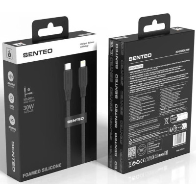 USB-C кабель Senteo SL-05 Foamed Silicone 30W Type-C to Lightning 1м- чорний