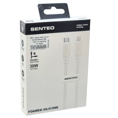 USB-C кабель Senteo SL-05 Foamed Silicone 30W Type-C to Lightning 1м- білий
