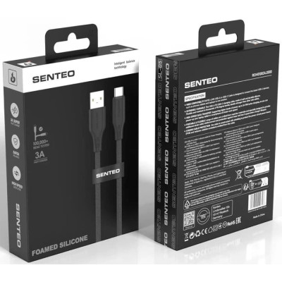USB кабель Senteo SL-05 Foamed Silicone 3A Type-C 1м (With CarPlay)- чорний