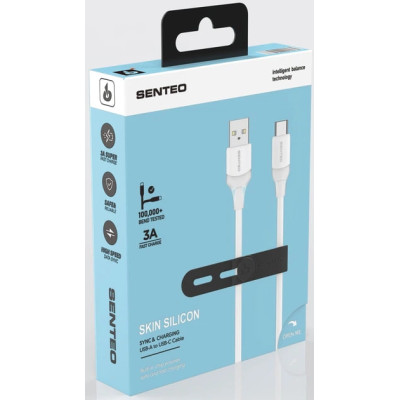 USB кабель Senteo SL-07 Skin Silicone 3A Type-C 1.2м- білий