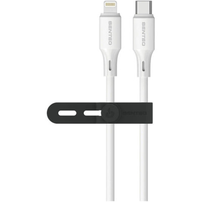 USB-C кабель Senteo SL-08 Nano Silicone 30W Type-C to Lightning 1м- білий