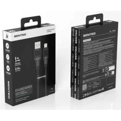 USB кабель Senteo SM-04 Eplosid series 2.4A Lightning 1м- чорний