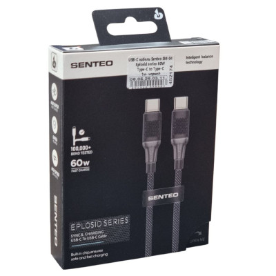 USB-C кабель Senteo SM-04 Eplosid series 60W Type-C to Type-C 1м- чорний