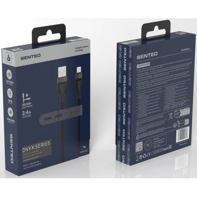 USB кабель Senteo SM-05 Onyx series 2.4A Lightning 1м- чорний