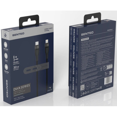 USB-C кабель Senteo SM-05 Onyx series 30W Type-C to Lightning 1м- чорний