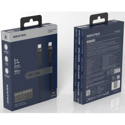 USB-C кабель Senteo SM-05 Onyx series 60W Type-C to Type-C 1м- чорний