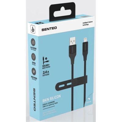 USB кабель Senteo SL-07 Skin Silicone 2.4A Lightning 1.2м- чорний