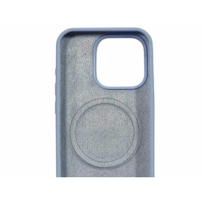 Накладка (з мікрофіброю) Silk with Magnetic для iPhone 14- бузково блакитний