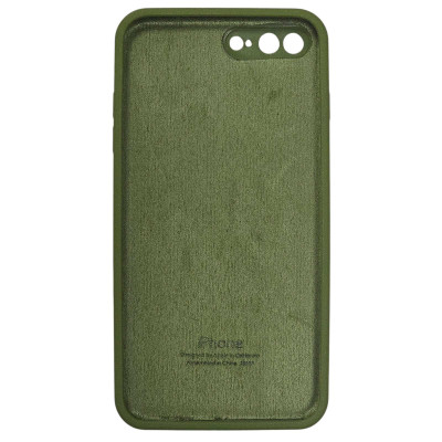 Накладка (з мікрофіброю) Silicone Case Full Camera для iPhone 7 Plus / 8 Plus квадратні кути- оливковий
