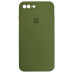 Накладка (з мікрофіброю) Silicone Case Full Camera для iPhone 7 Plus / 8 Plus квадратні кути- оливковий
